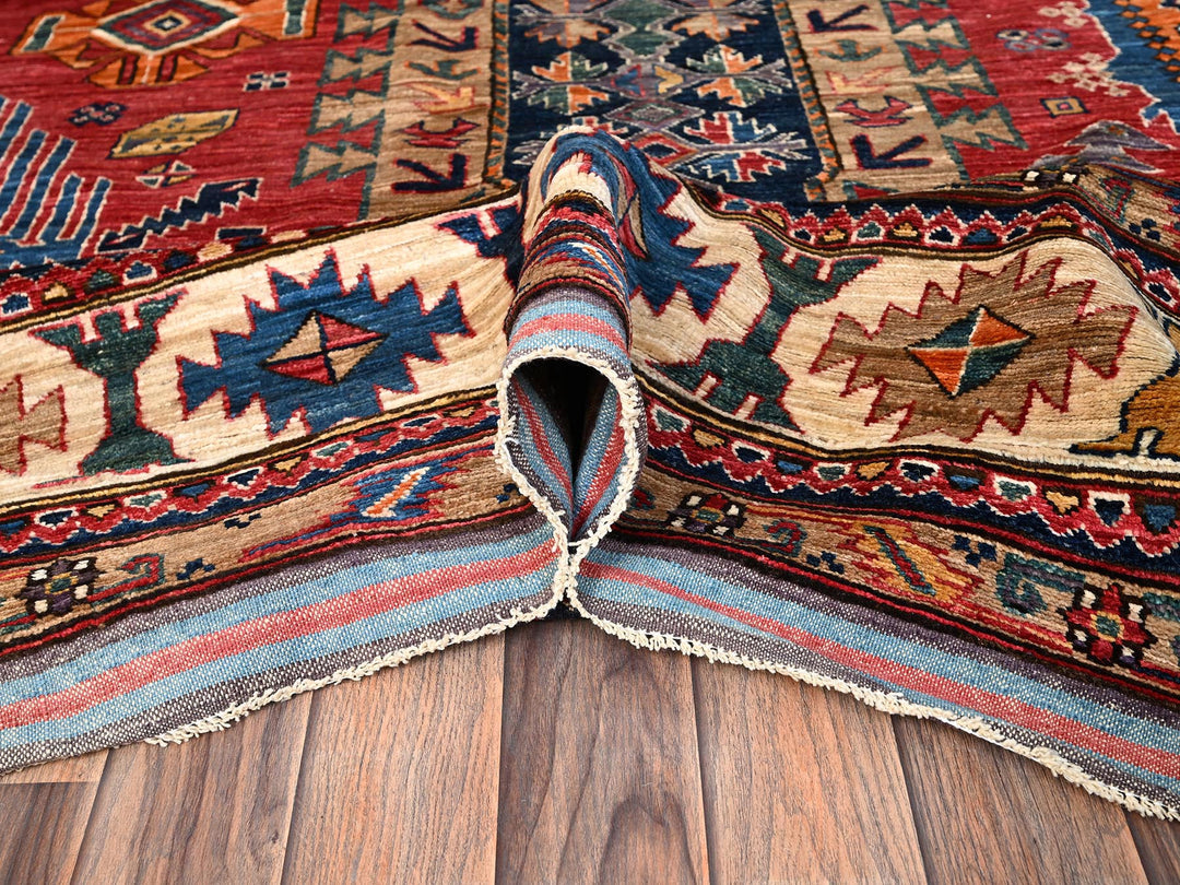 9'2" x 11'5" New Hand Knotted Red Wool Rectangle Oriental Rug - MOA1021476