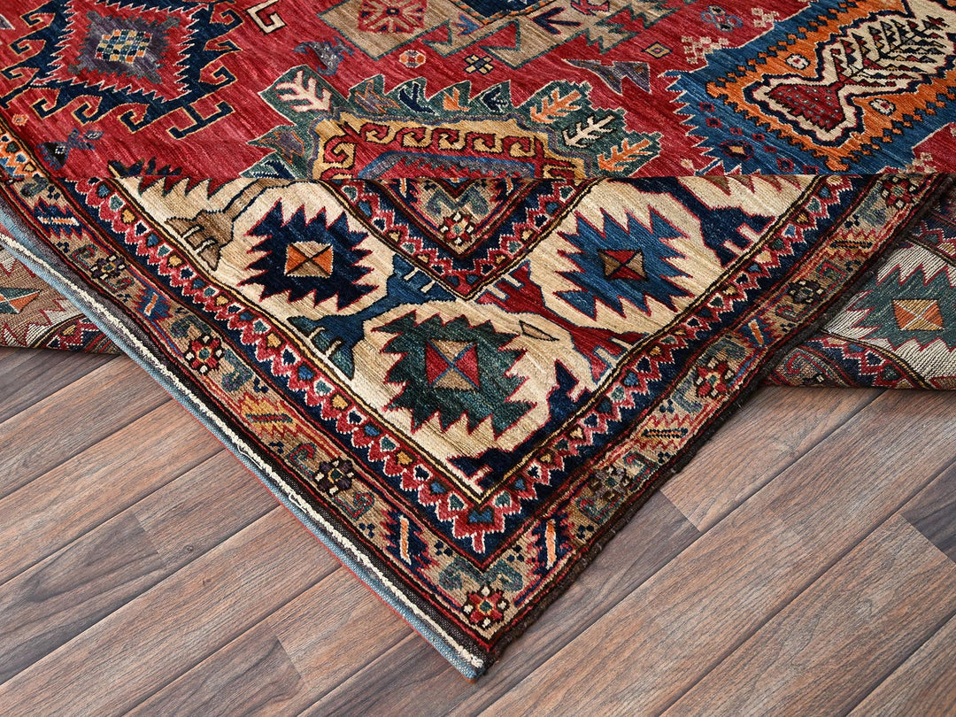 9'2" x 11'5" New Hand Knotted Red Wool Rectangle Oriental Rug - MOA1021476