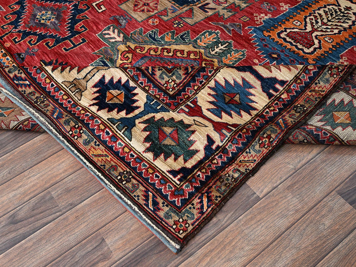 9'2" x 11'5" New Hand Knotted Red Wool Rectangle Oriental Rug - MOA1021476