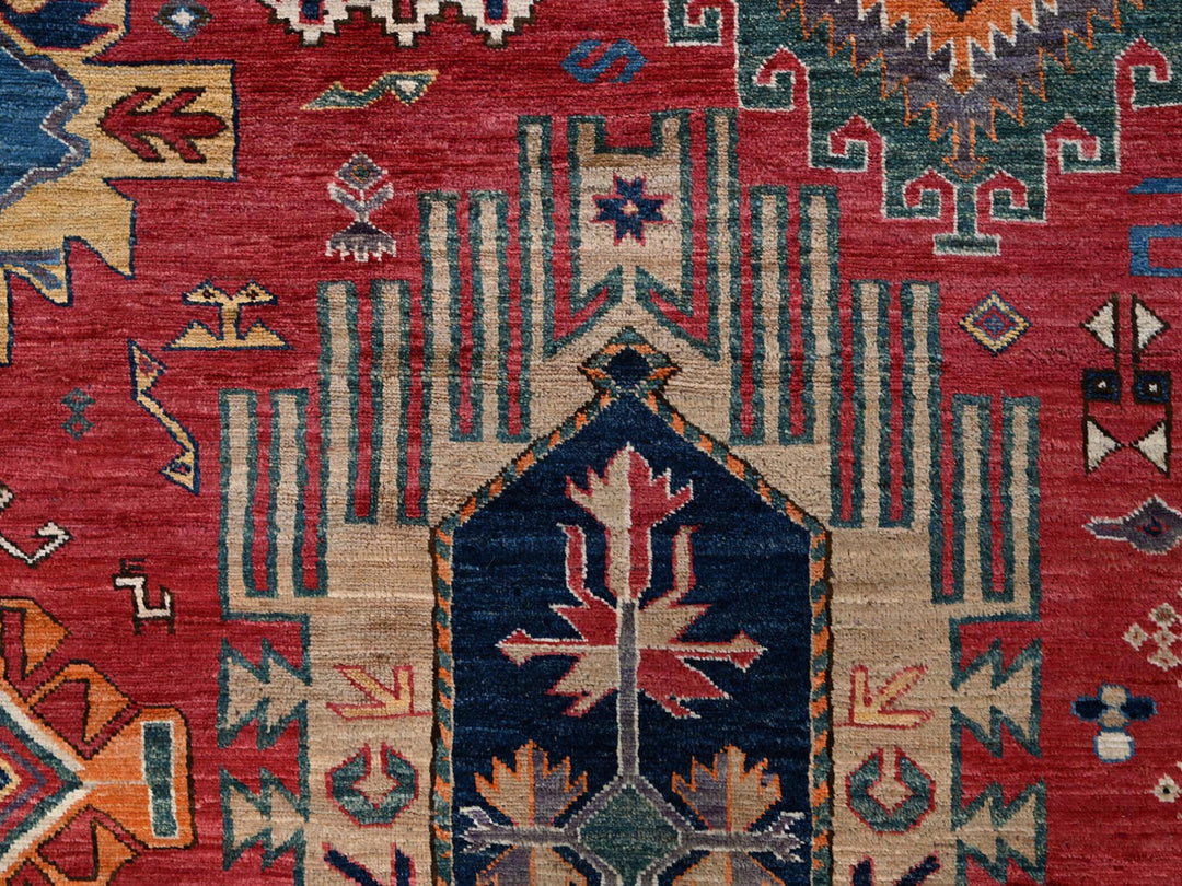 9'2" x 11'5" New Hand Knotted Red Wool Rectangle Oriental Rug - MOA1021476