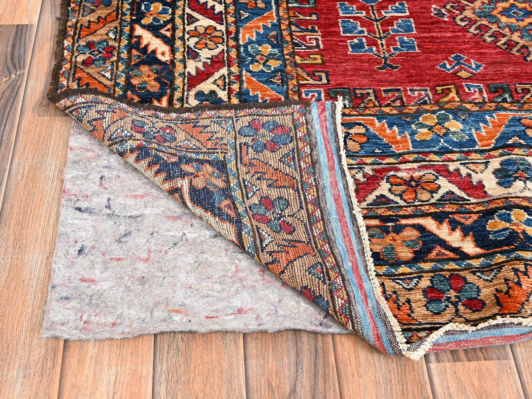 8'1" x 9'9" New Hand Knotted Red Wool Rectangle Oriental Rug - MOA1021477