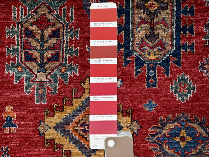 8'1" x 9'9" New Hand Knotted Red Wool Rectangle Oriental Rug - MOA1021477