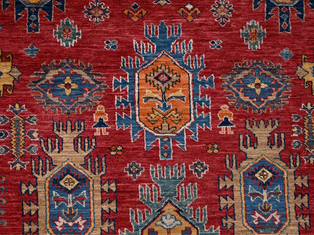 8'1" x 9'9" New Hand Knotted Red Wool Rectangle Oriental Rug - MOA1021477