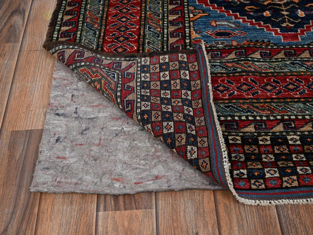 6'2" x 9'1" New Hand Knotted Blue Wool Rectangle Oriental Rug - MOA1021478