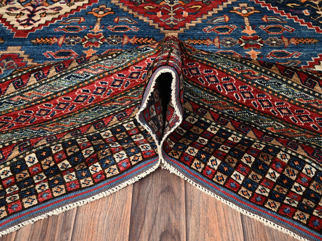 6'2" x 9'1" New Hand Knotted Blue Wool Rectangle Oriental Rug - MOA1021478