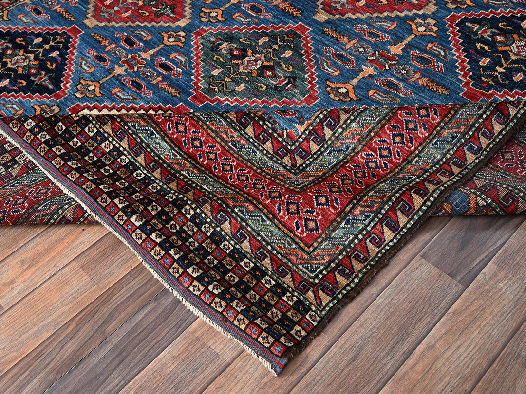 6'2" x 9'1" New Hand Knotted Blue Wool Rectangle Oriental Rug - MOA1021478