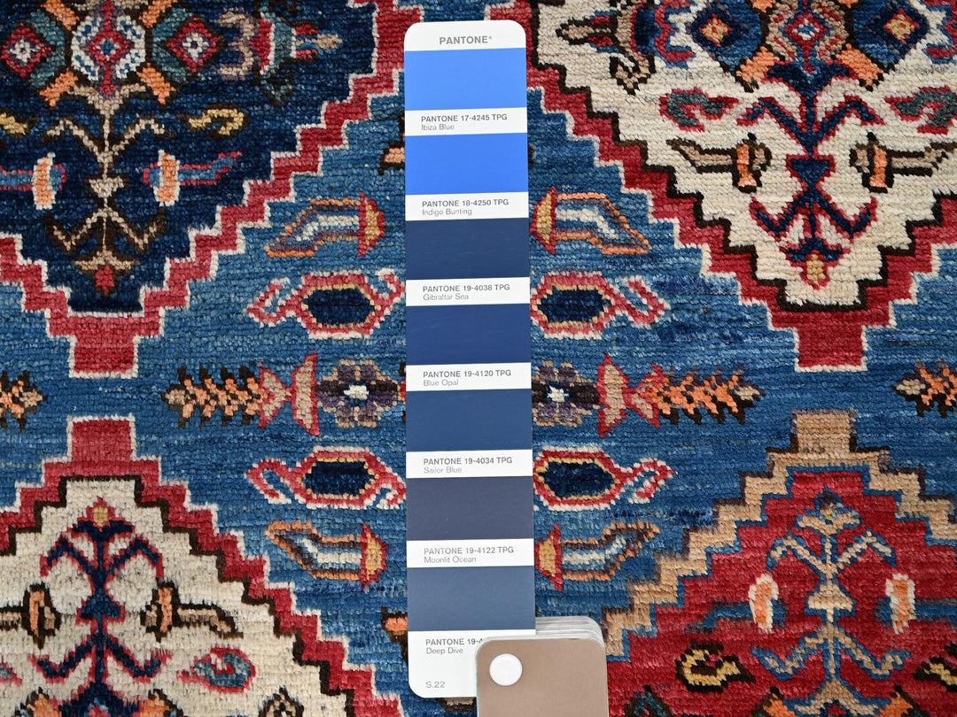 6'2" x 9'1" New Hand Knotted Blue Wool Rectangle Oriental Rug - MOA1021478