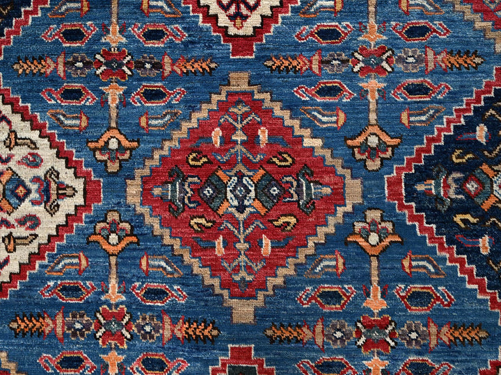 6'2" x 9'1" New Hand Knotted Blue Wool Rectangle Oriental Rug - MOA1021478