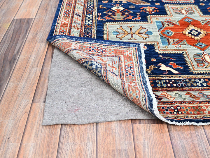 4'0" x 9'6" New Hand Knotted Blue Wool Runner Oriental Rug - MOA102147