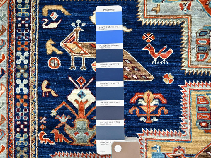 4'0" x 9'6" New Hand Knotted Blue Wool Runner Oriental Rug - MOA102147