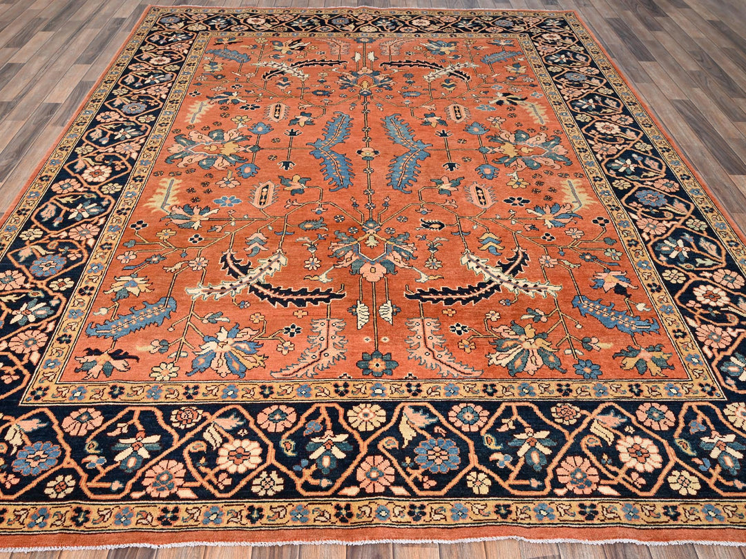 8'2" x 9'11" New Hand Knotted Orange Wool Rectangle Oriental Rug - MOA1021485