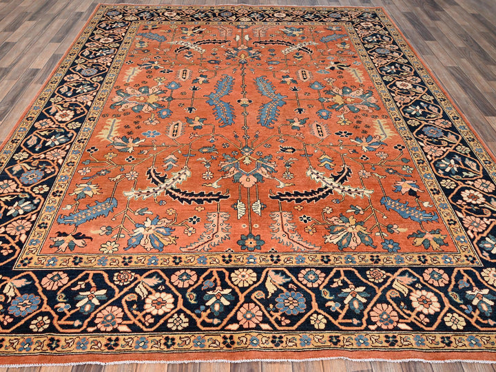 8'2" x 9'11" New Hand Knotted Orange Wool Rectangle Oriental Rug - MOA1021485