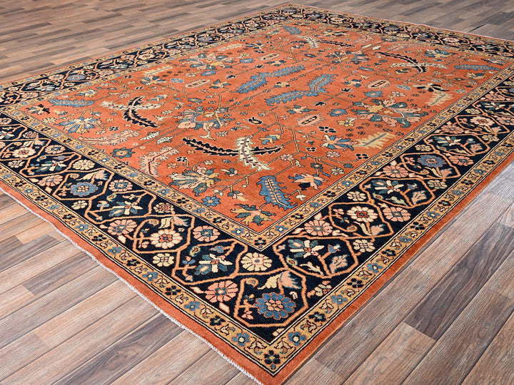 8'2" x 9'11" New Hand Knotted Orange Wool Rectangle Oriental Rug - MOA1021485