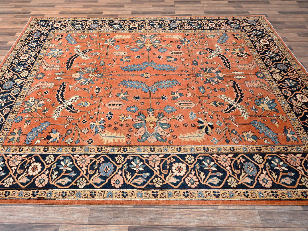 8'2" x 9'11" New Hand Knotted Orange Wool Rectangle Oriental Rug - MOA1021485