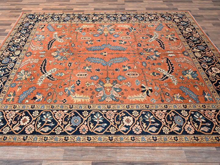 8'2" x 9'11" New Hand Knotted Orange Wool Rectangle Oriental Rug - MOA1021485