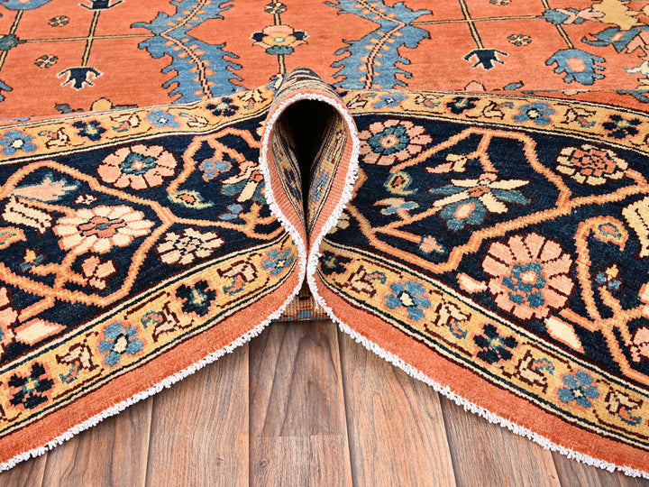 8'2" x 9'11" New Hand Knotted Orange Wool Rectangle Oriental Rug - MOA1021485