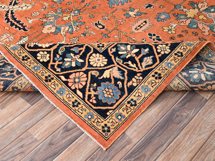 8'2" x 9'11" New Hand Knotted Orange Wool Rectangle Oriental Rug - MOA1021485