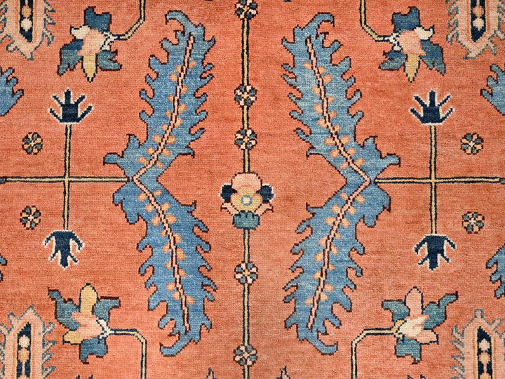 8'2" x 9'11" New Hand Knotted Orange Wool Rectangle Oriental Rug - MOA1021485