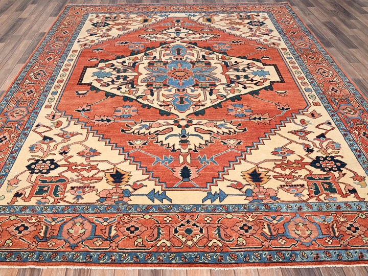 8'3" x 9'10" New Hand Knotted Orange Wool Rectangle Oriental Rug - MOA1021487