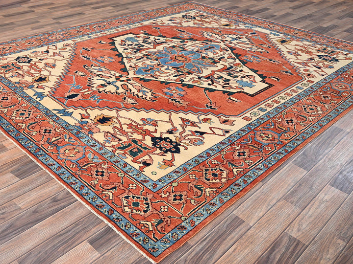 8'3" x 9'10" New Hand Knotted Orange Wool Rectangle Oriental Rug - MOA1021487