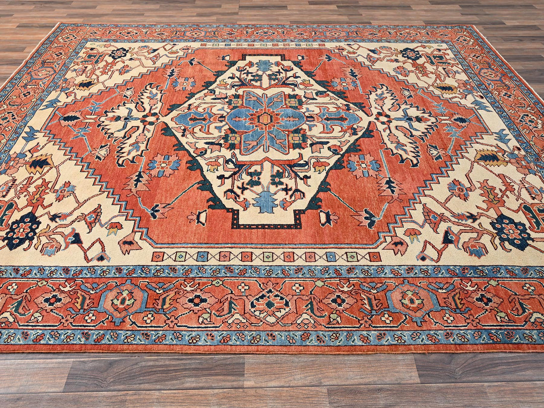 8'3" x 9'10" New Hand Knotted Orange Wool Rectangle Oriental Rug - MOA1021487