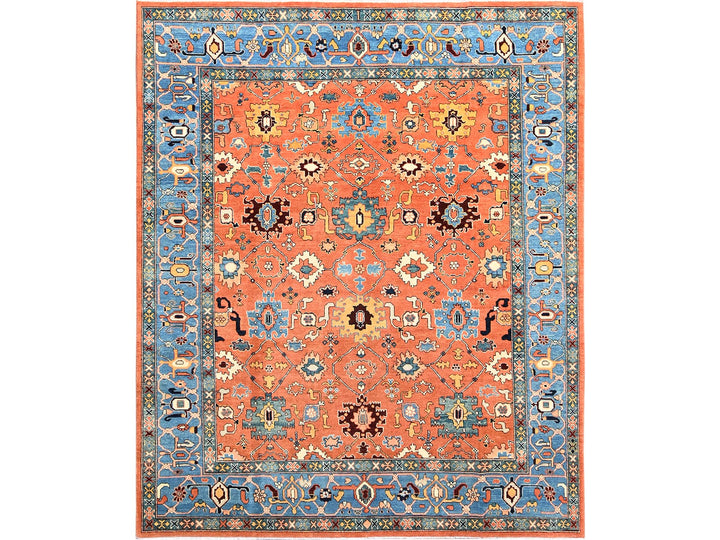 8'2" x 9'8" New Hand Knotted Orange Wool Rectangle Oriental Rug - MOA1021488