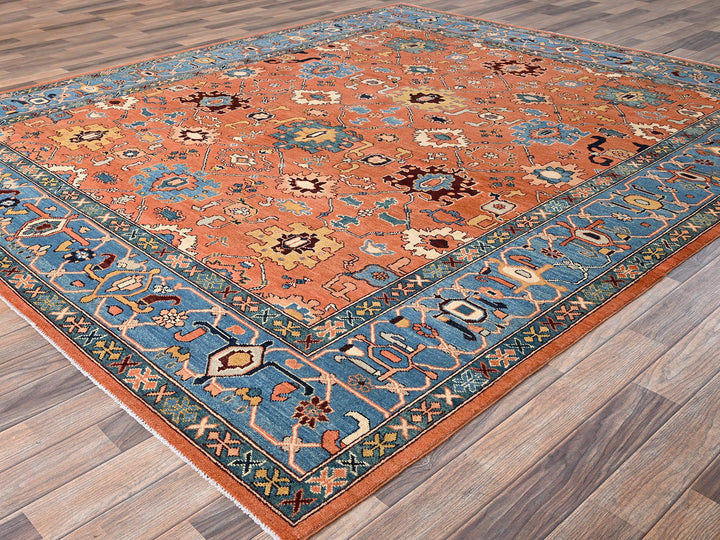 8'2" x 9'8" New Hand Knotted Orange Wool Rectangle Oriental Rug - MOA1021488