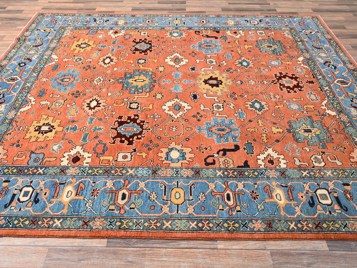 8'2" x 9'8" New Hand Knotted Orange Wool Rectangle Oriental Rug - MOA1021488