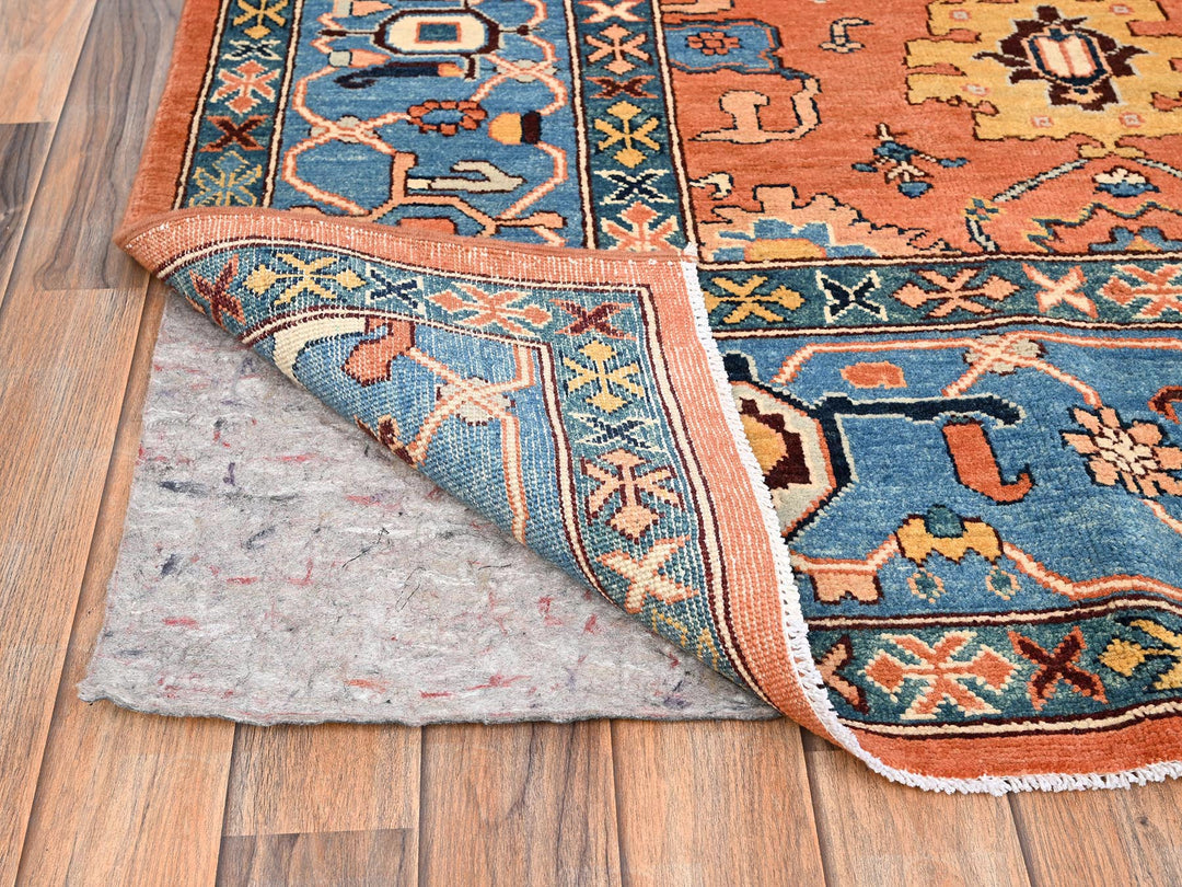 8'2" x 9'8" New Hand Knotted Orange Wool Rectangle Oriental Rug - MOA1021488