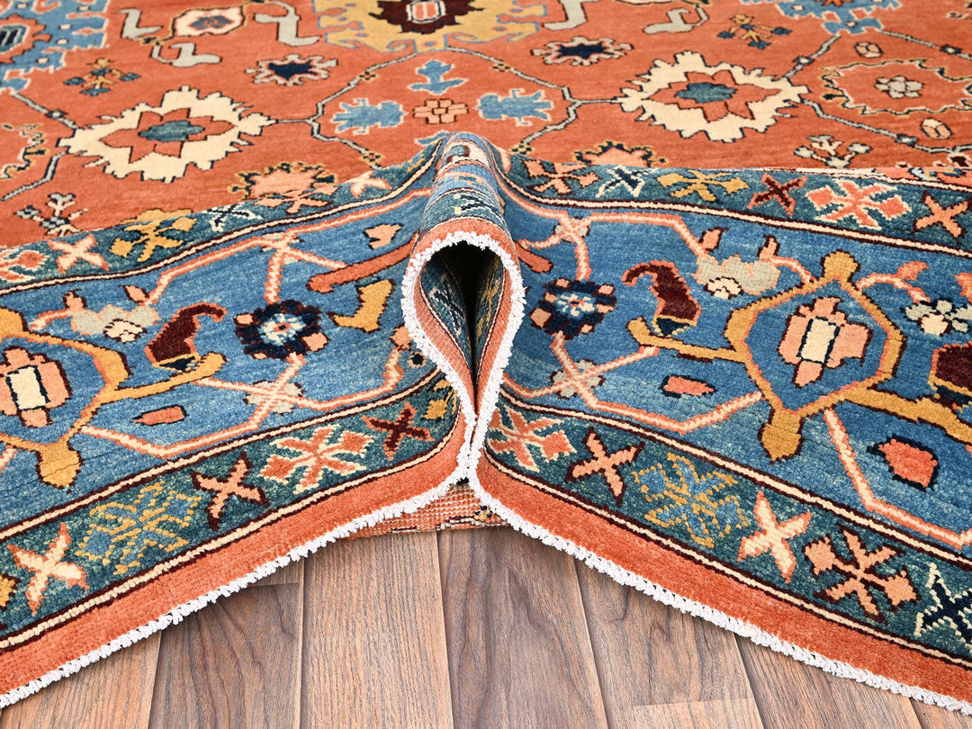 8'2" x 9'8" New Hand Knotted Orange Wool Rectangle Oriental Rug - MOA1021488