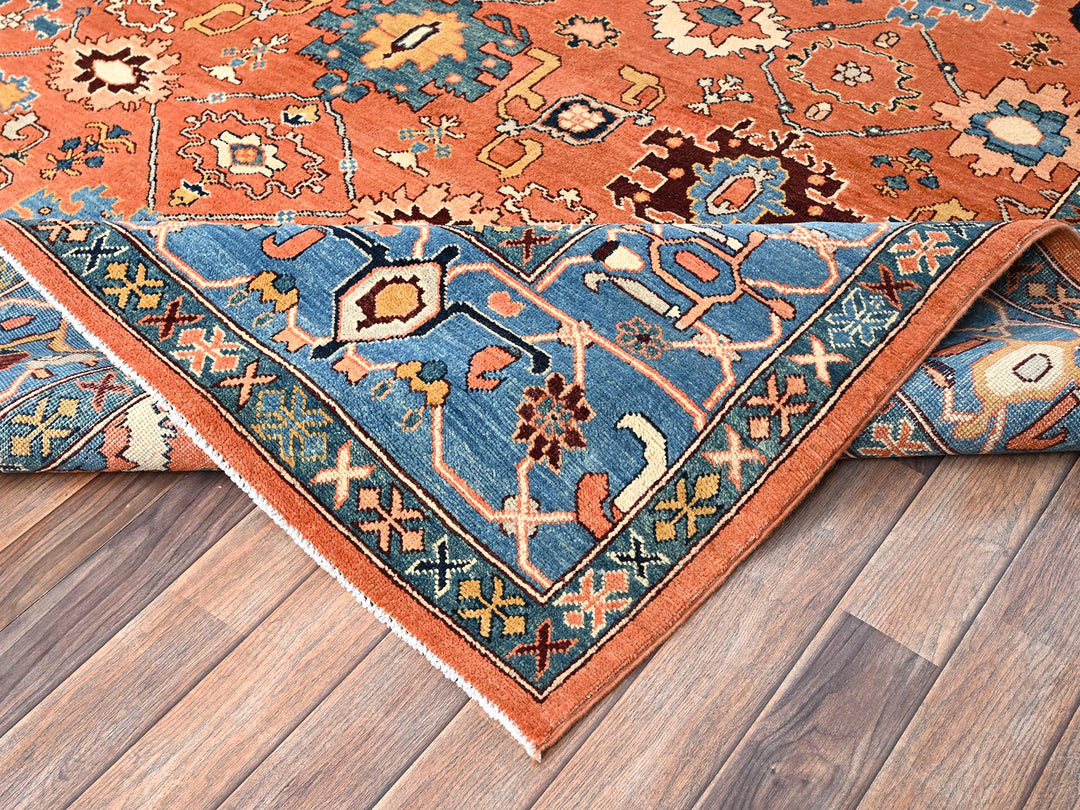 8'2" x 9'8" New Hand Knotted Orange Wool Rectangle Oriental Rug - MOA1021488