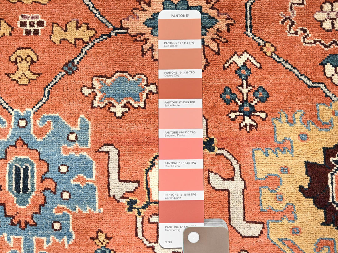 8'2" x 9'8" New Hand Knotted Orange Wool Rectangle Oriental Rug - MOA1021488