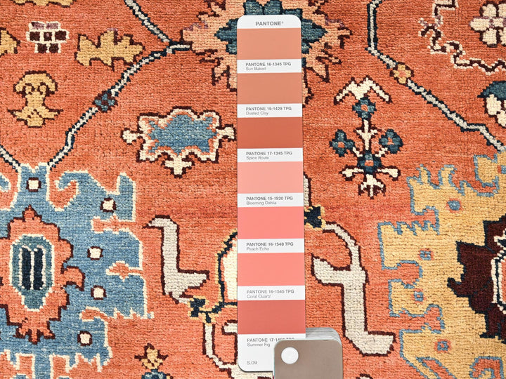 8'2" x 9'8" New Hand Knotted Orange Wool Rectangle Oriental Rug - MOA1021488