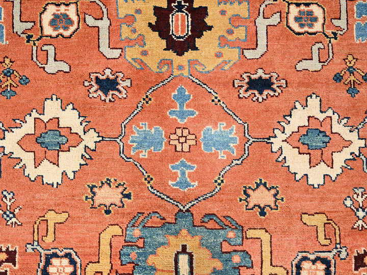 8'2" x 9'8" New Hand Knotted Orange Wool Rectangle Oriental Rug - MOA1021488