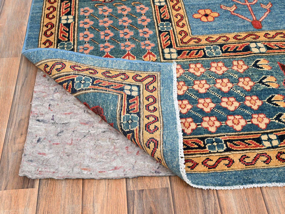 9'1" x 11'7" New Hand Knotted Blue Wool Rectangle Oriental Rug - MOA1021492