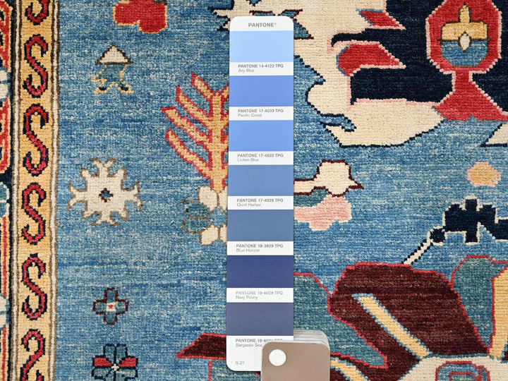 9'1" x 11'7" New Hand Knotted Blue Wool Rectangle Oriental Rug - MOA1021492