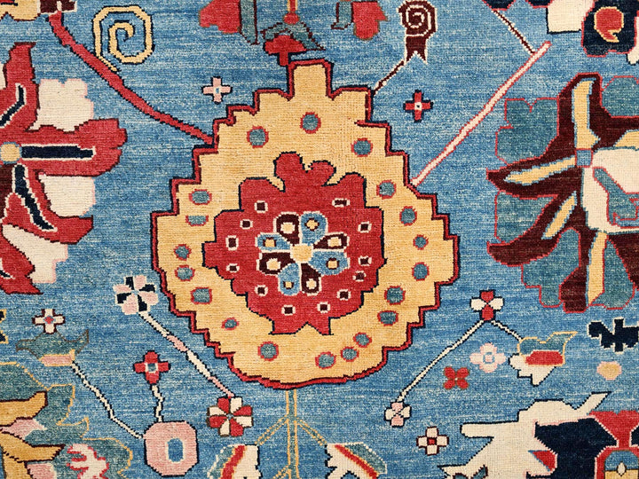 9'1" x 11'7" New Hand Knotted Blue Wool Rectangle Oriental Rug - MOA1021492