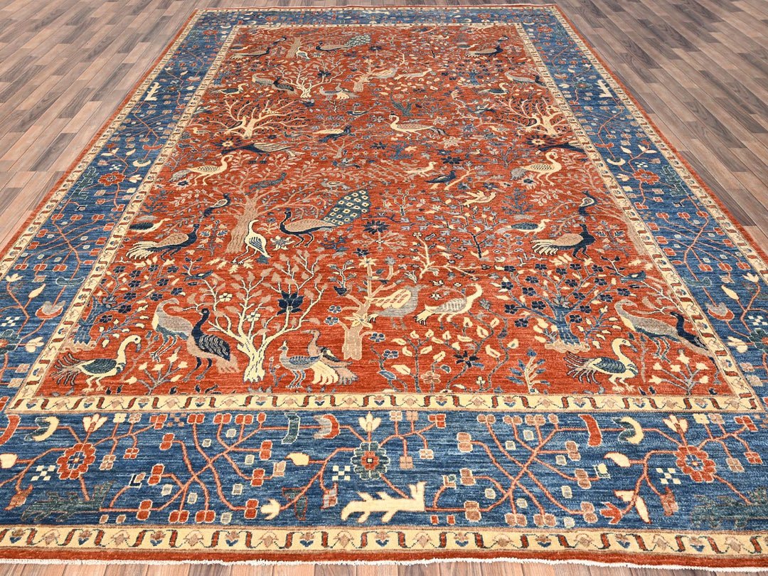 9'8" x 13'10" New Hand Knotted Orange Wool Rectangle Oriental Rug - MOA1021493