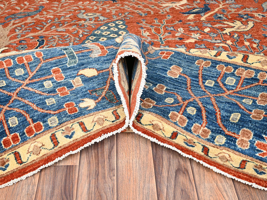 9'8" x 13'10" New Hand Knotted Orange Wool Rectangle Oriental Rug - MOA1021493