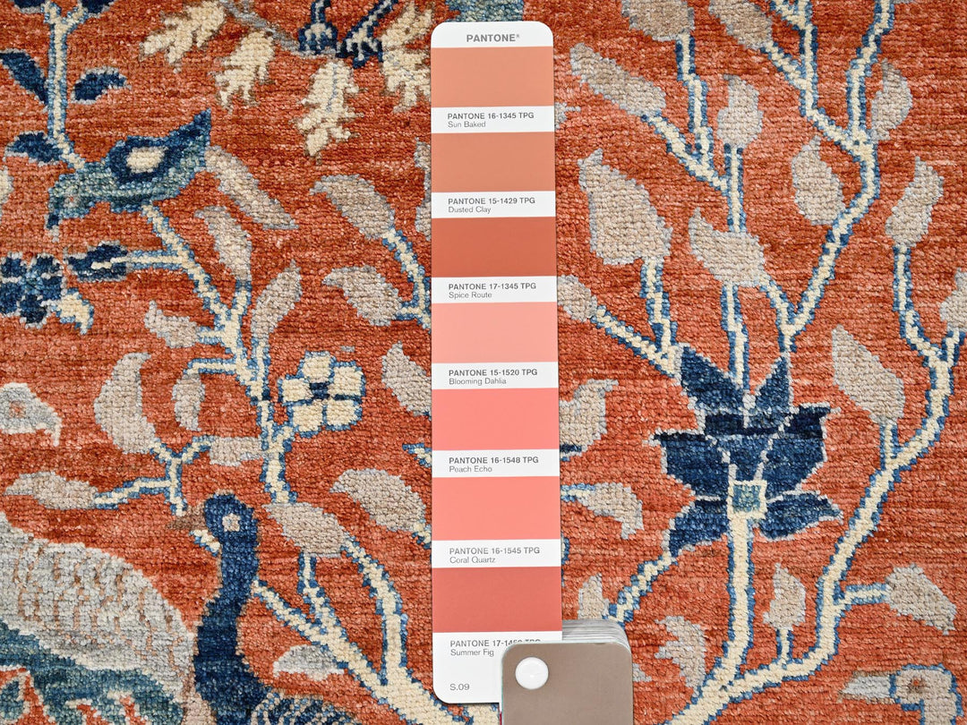 9'8" x 13'10" New Hand Knotted Orange Wool Rectangle Oriental Rug - MOA1021493