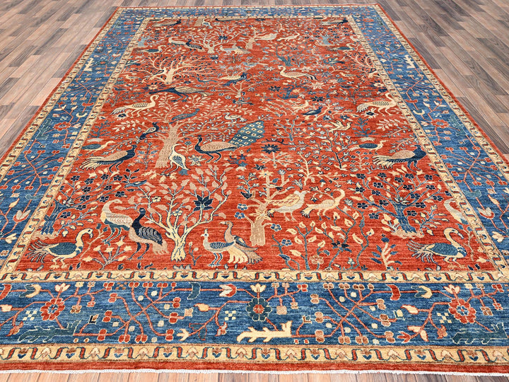 8'11" x 11'8" New Hand Knotted Orange Wool Rectangle Oriental Rug - MOA1021494