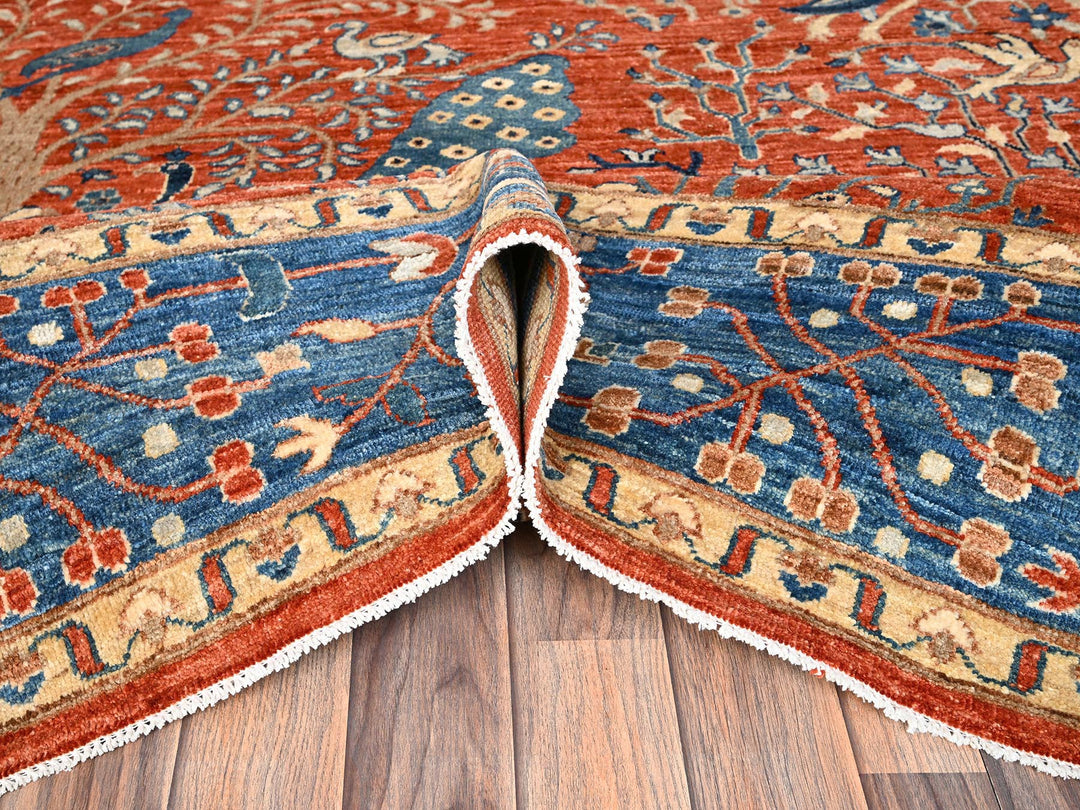 8'11" x 11'8" New Hand Knotted Orange Wool Rectangle Oriental Rug - MOA1021494