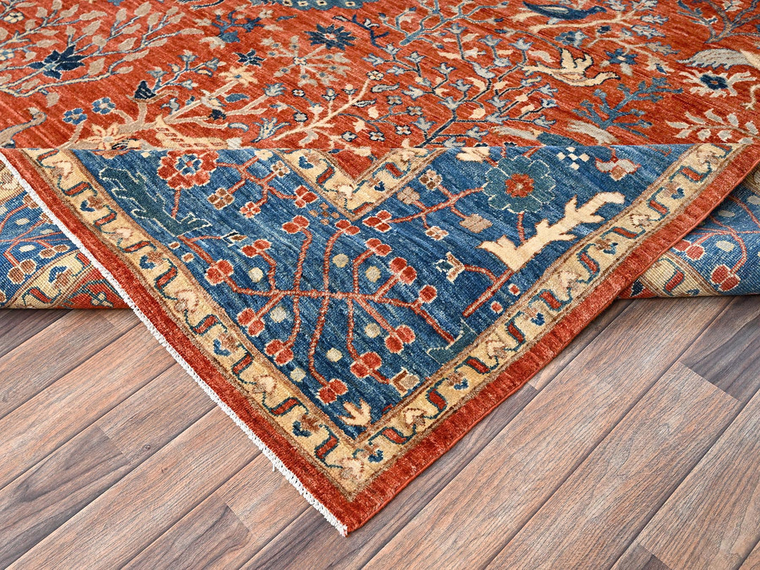 8'11" x 11'8" New Hand Knotted Orange Wool Rectangle Oriental Rug - MOA1021494