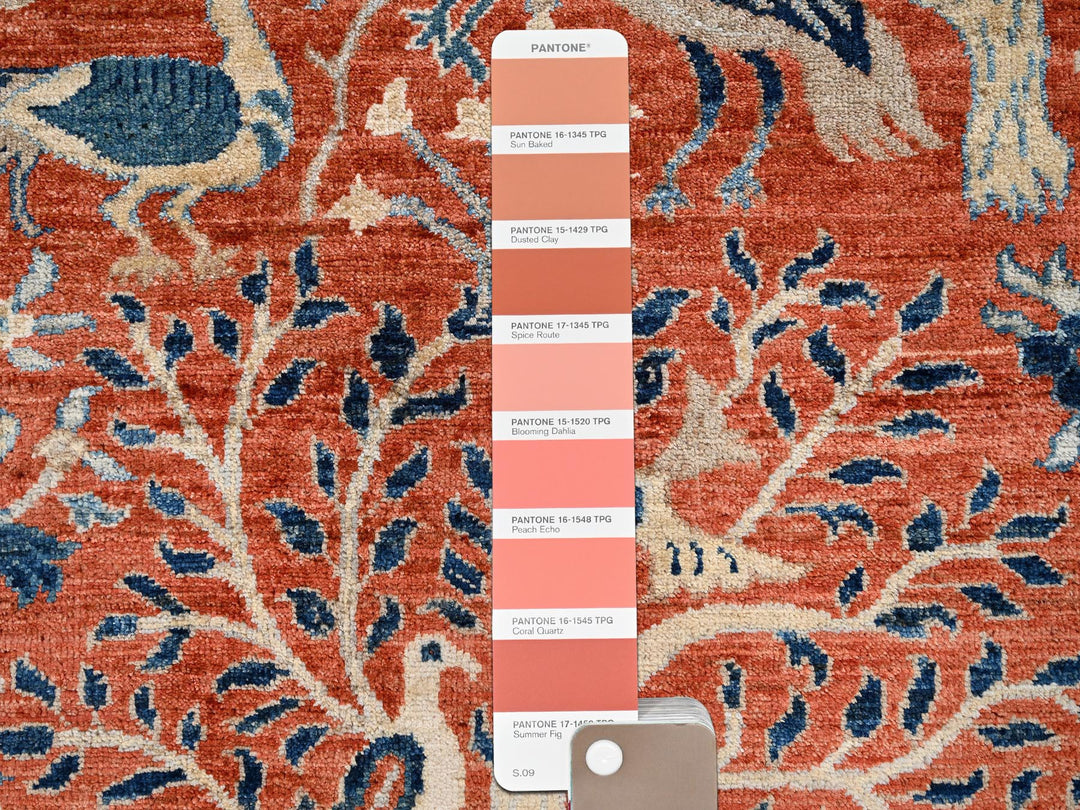 8'11" x 11'8" New Hand Knotted Orange Wool Rectangle Oriental Rug - MOA1021494