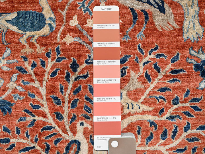 8'11" x 11'8" New Hand Knotted Orange Wool Rectangle Oriental Rug - MOA1021494