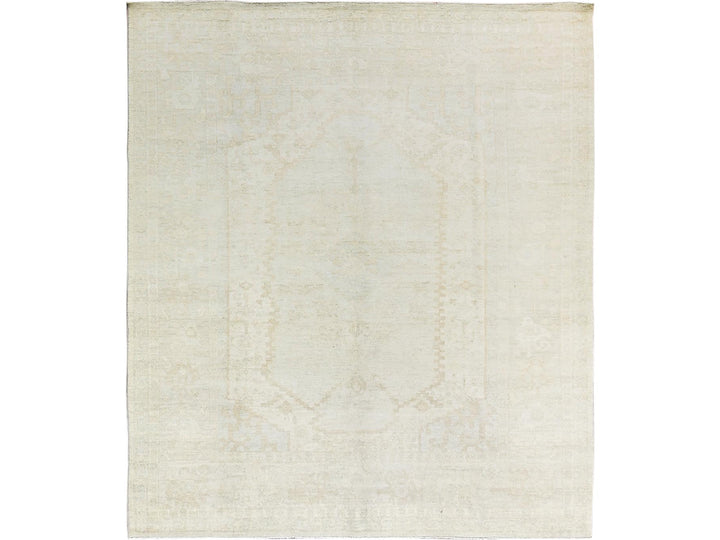 8'1" x 9'5" New Hand Knotted Ivory Wool Rectangle Oriental Rug - MOA1021495