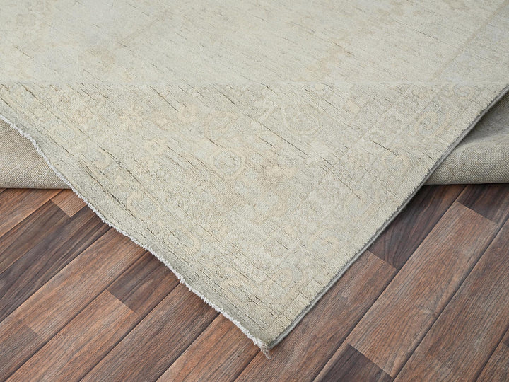 8'1" x 9'5" New Hand Knotted Ivory Wool Rectangle Oriental Rug - MOA1021495