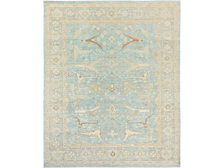 8'2" x 9'10" New Hand Knotted Blue Wool Rectangle Oriental Rug - MOA1021496