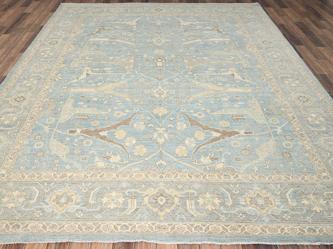 8'2" x 9'10" New Hand Knotted Blue Wool Rectangle Oriental Rug - MOA1021496