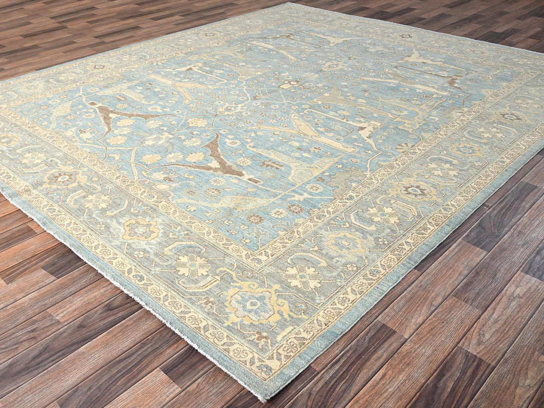 8'2" x 9'10" New Hand Knotted Blue Wool Rectangle Oriental Rug - MOA1021496